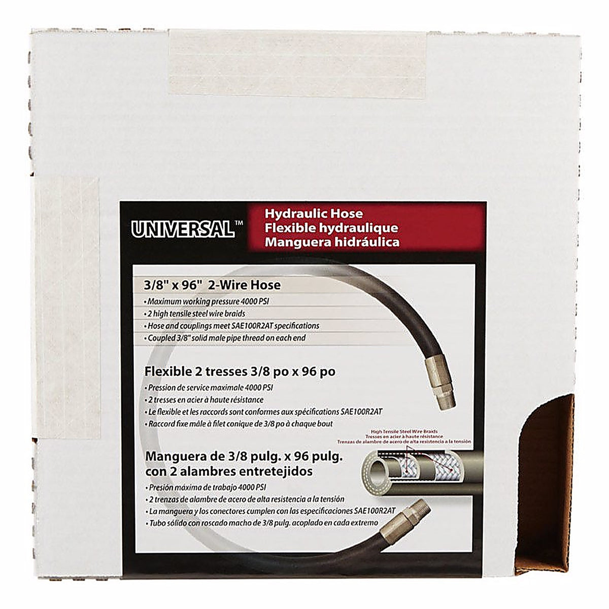 Apache Hose 98398250 0.4 in. Dia. x 96 in. L 4000 psi Rubber 2-Wire Hydraulic Hose