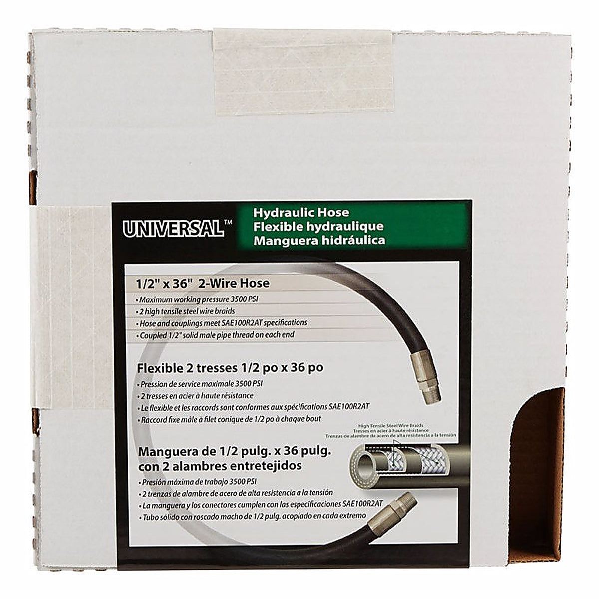 Apache Hose 98398312 0.5 in. Dia. x 36 in. L 3500 psi Rubber 2-Wire Hydraulic Hose