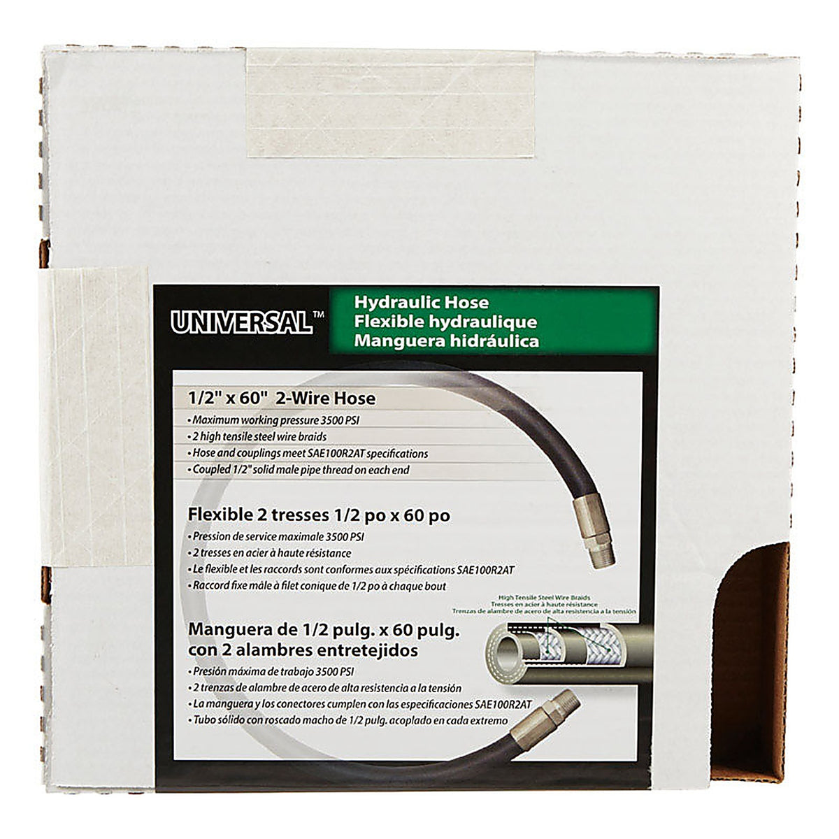 Apache Hose 98398321 0.5 in. Dia. x 60 in. L 3500 psi Rubber 2-Wire Hydraulic Hose