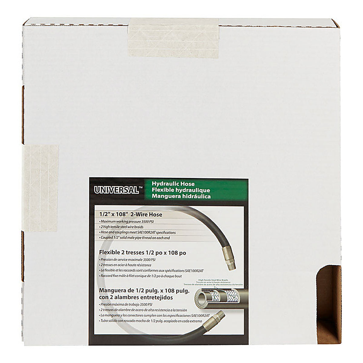 Apache Hose 98398333 0.5 in. Dia. x 108 in. L 3500 psi Rubber 2-Wire Hydraulic Hose