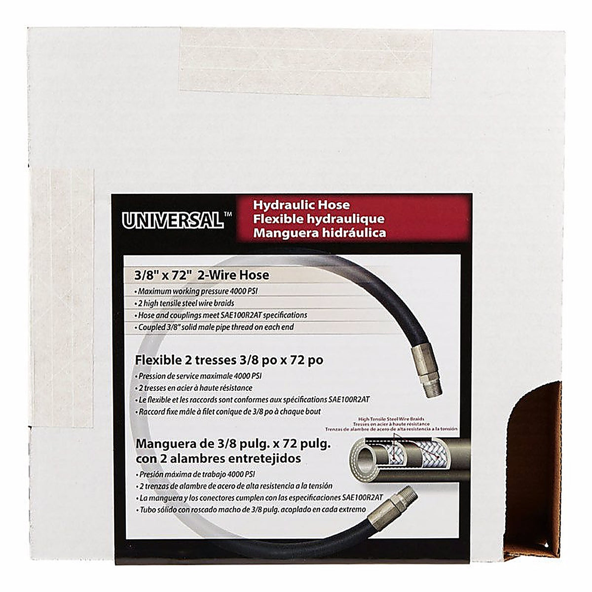 Apache Hose 98398244 0.4 in. Dia. x 72 in. L 4000 psi Rubber 2-Wire Hydraulic Hose