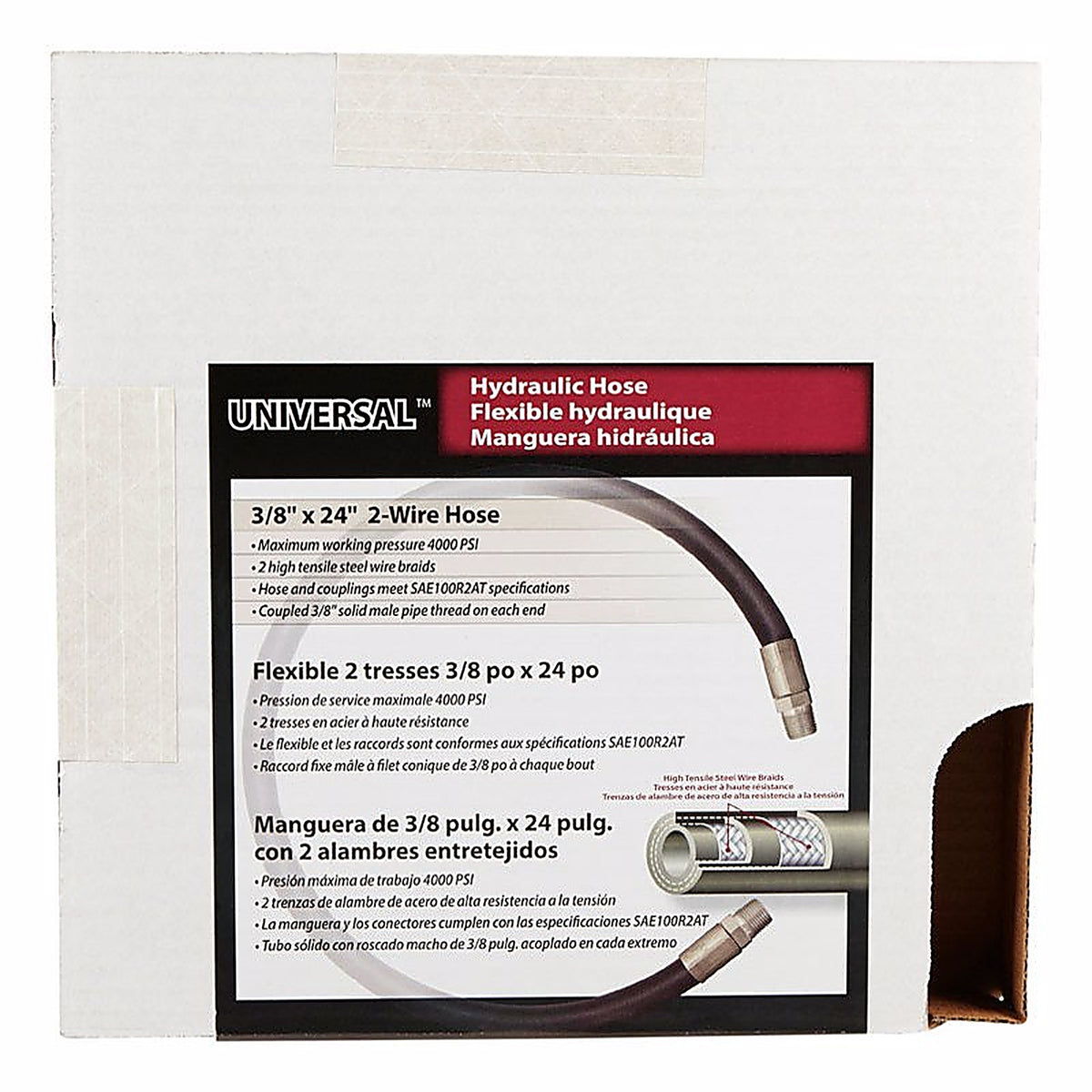 Apache Hose 98398226 0.4 in. Dia. x 24 in. L 4000 psi Rubber 2-Wire Hydraulic Hose