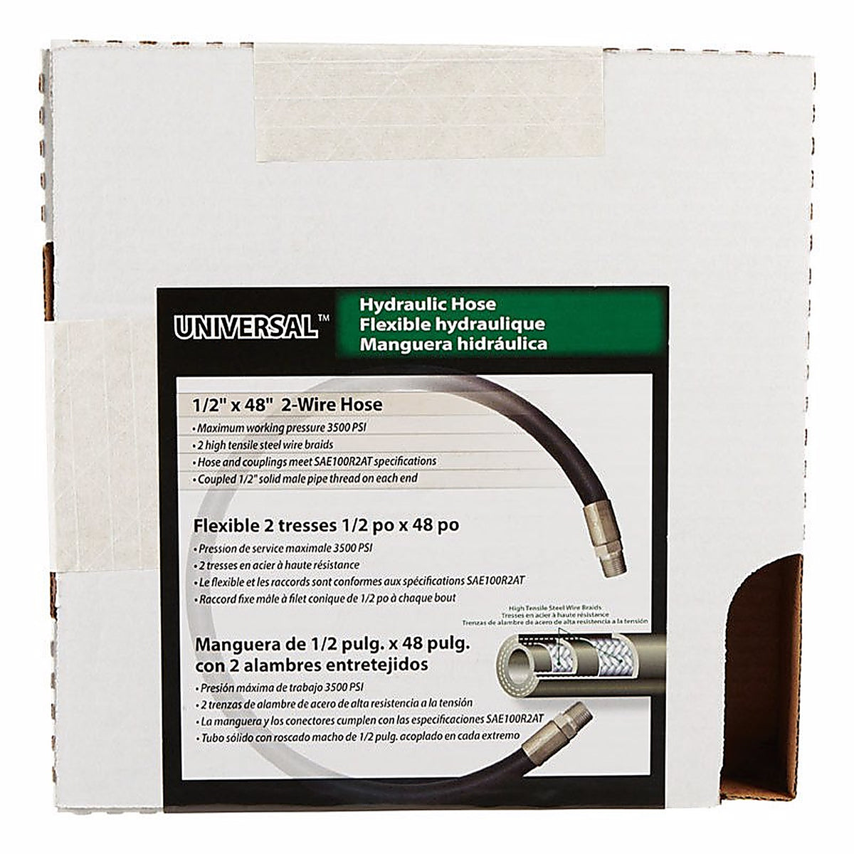 Apache Hose 98398318 0.5 in. Dia. x 48 in. L 3500 psi Rubber 2-Wire Hydraulic Hose