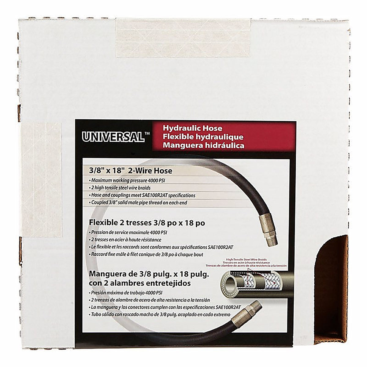 Apache Hose 98398223 0.4 in. Dia. x 18 in. L 4000 psi Rubber 2-Wire Hydraulic Hose