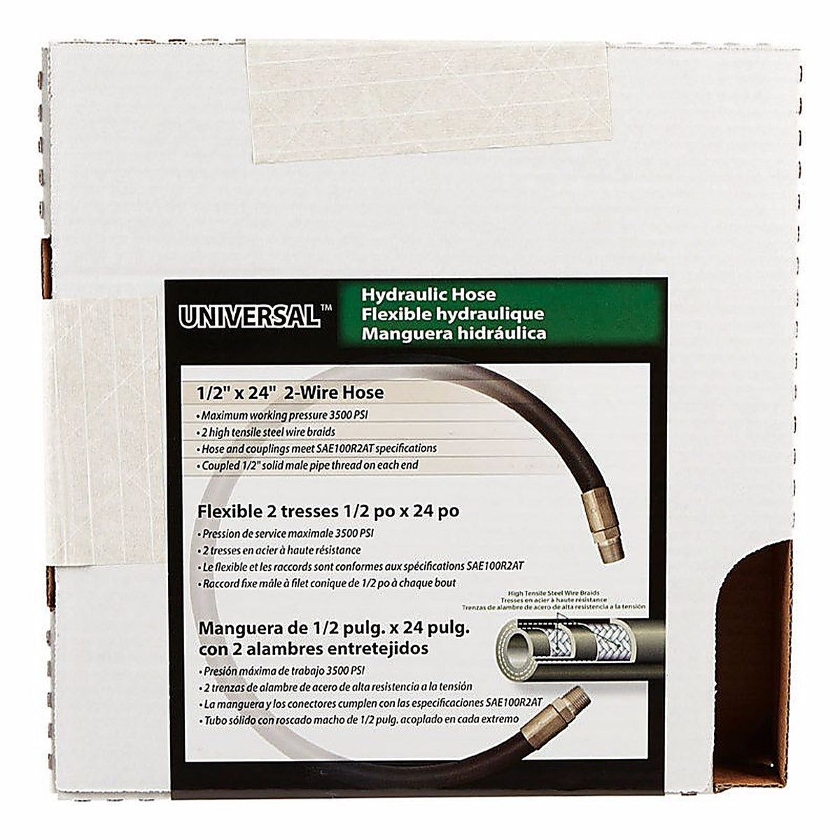 Apache Hose 98398306 0.5 in. Dia. x 24 in. L 3500 psi Rubber 2-Wire Hydraulic Hose