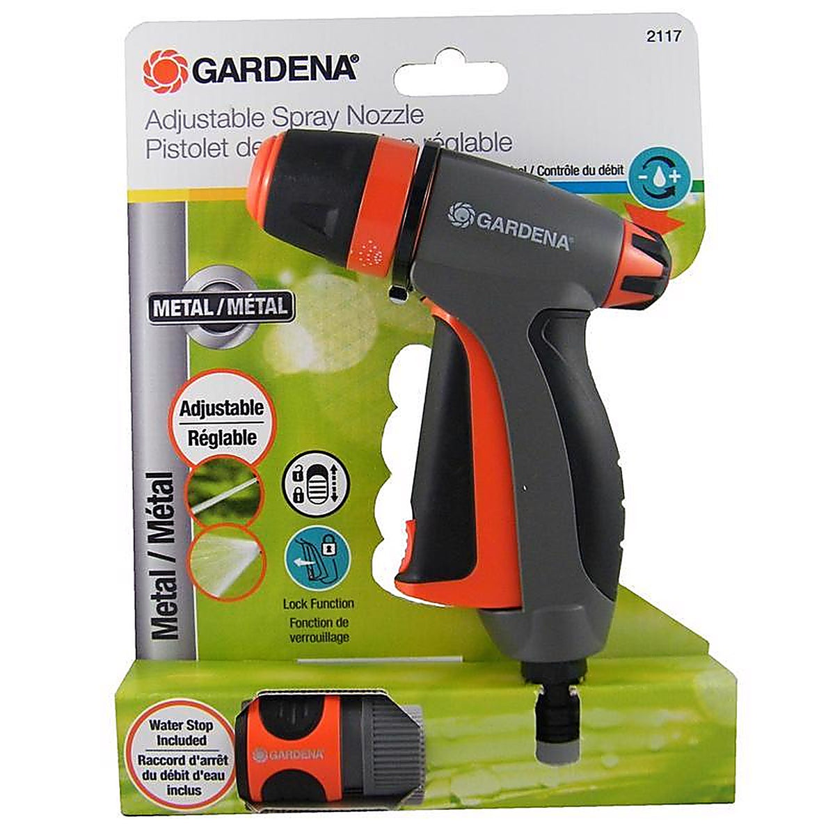 Gardena - 18361-80.000.00 - 2 Pattern Adjustable Twist Metal Spray Nozzle