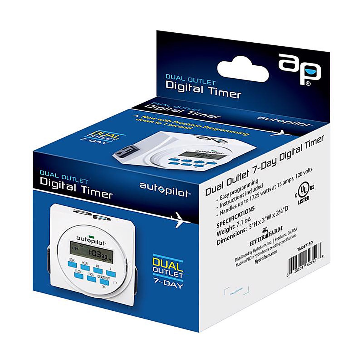 Hydrofarm - TM01715D - Hydroponic Outlet Timer 120 V 1725 W