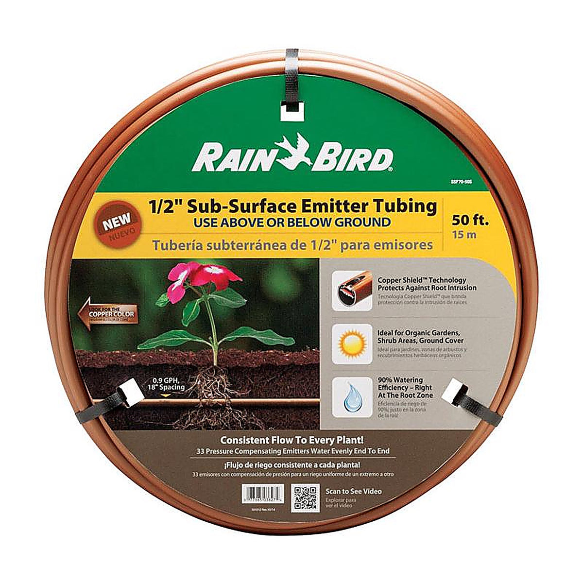 Rain Bird - SSF70-50S - Plastic Drip Irrigation Emitter Tubing 1/2 In. D X 50 Ft. L