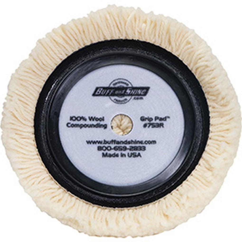 Buff and Shine - 752R - Buff Pad 7.5 in 1.25 in Pile Wool Grip and Center Hole, 36/Case