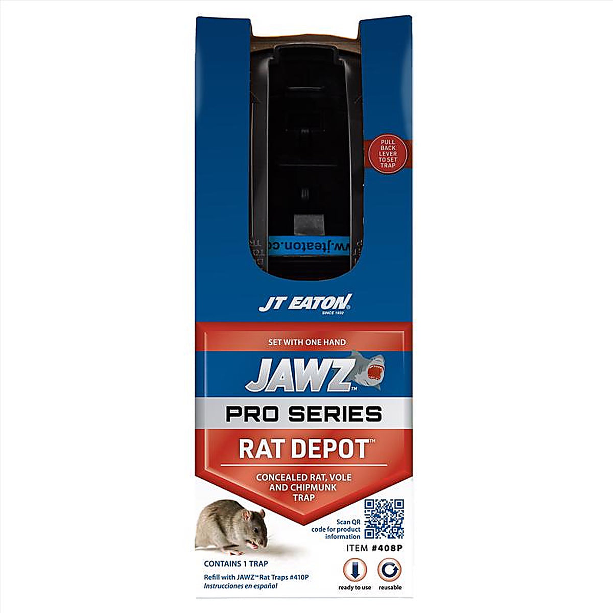 JT Eaton 408P JAWZ Pro Series Covered Animal Trap For Rats 1 pk