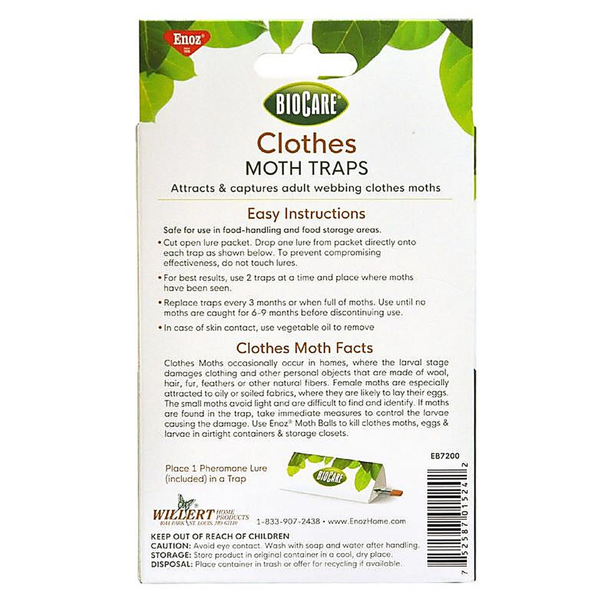 Enoz - EB7200.4T - Biocare Clothes Moth Trap 2 Pack