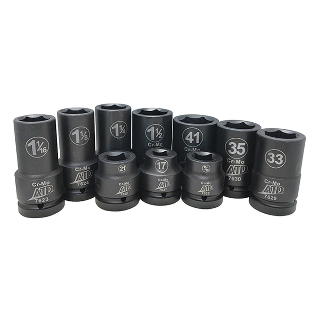 ATD - 7610 - 10-Piece 1 Drive SAE and Metric Socket Set