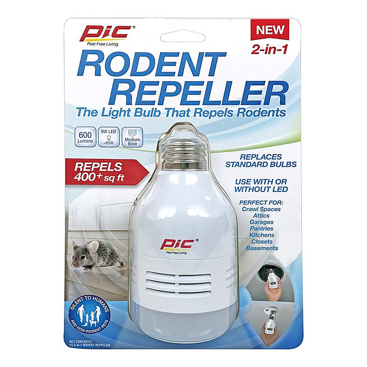 Pic - LED-RR - Plug-In Electronic Pest Repeller for Rodents 1 Pack