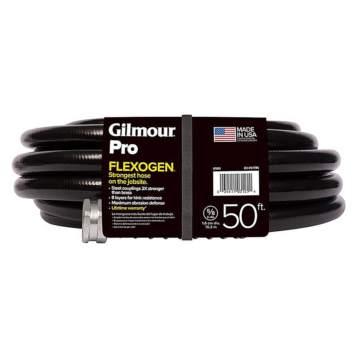 Gilmour 865801-1004 Flexogen 5/8 in. D X 50 ft. L Professional Grade Garden Hose Black