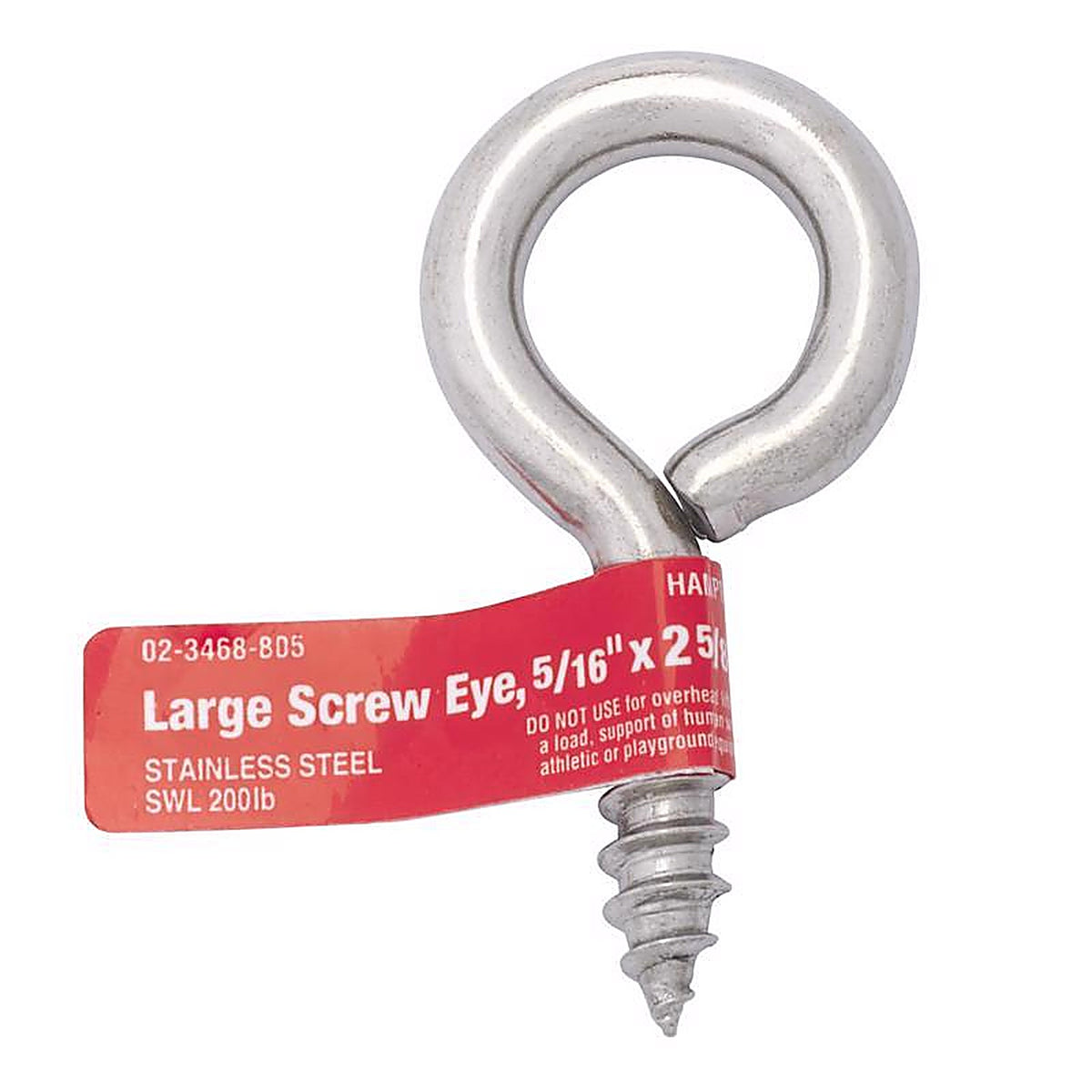 Hampton 02-3468-805 11/32 in. Dia. x 2-5/8 in. L Polished Stainless Steel Screw Eye 200 lb. capacity 1/Pack