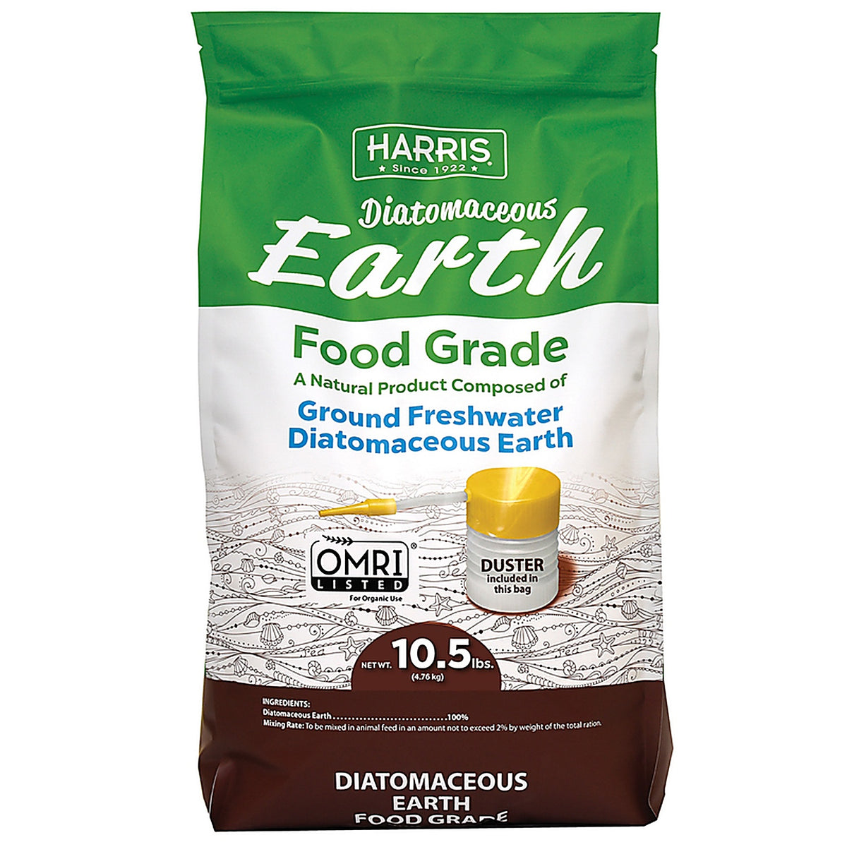 Harris DE-FG105P Food Grade Organic Powder Diatomaceous Earth 10.5 lb