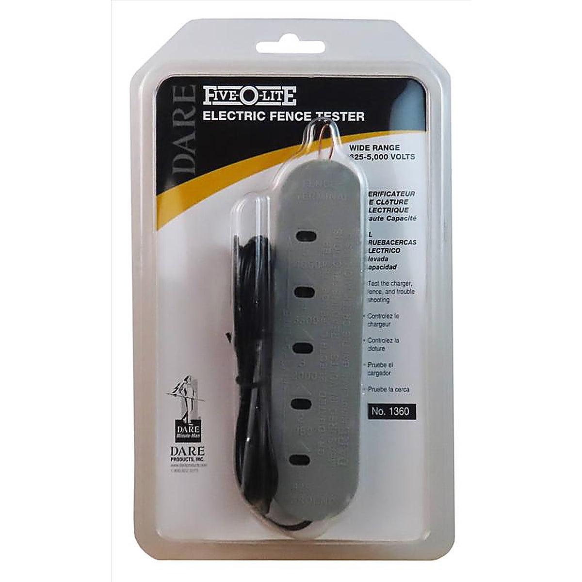 Dare - 1360-N - 5000 V Electric-Powered Five-O-Lite Tester Gray/Silver