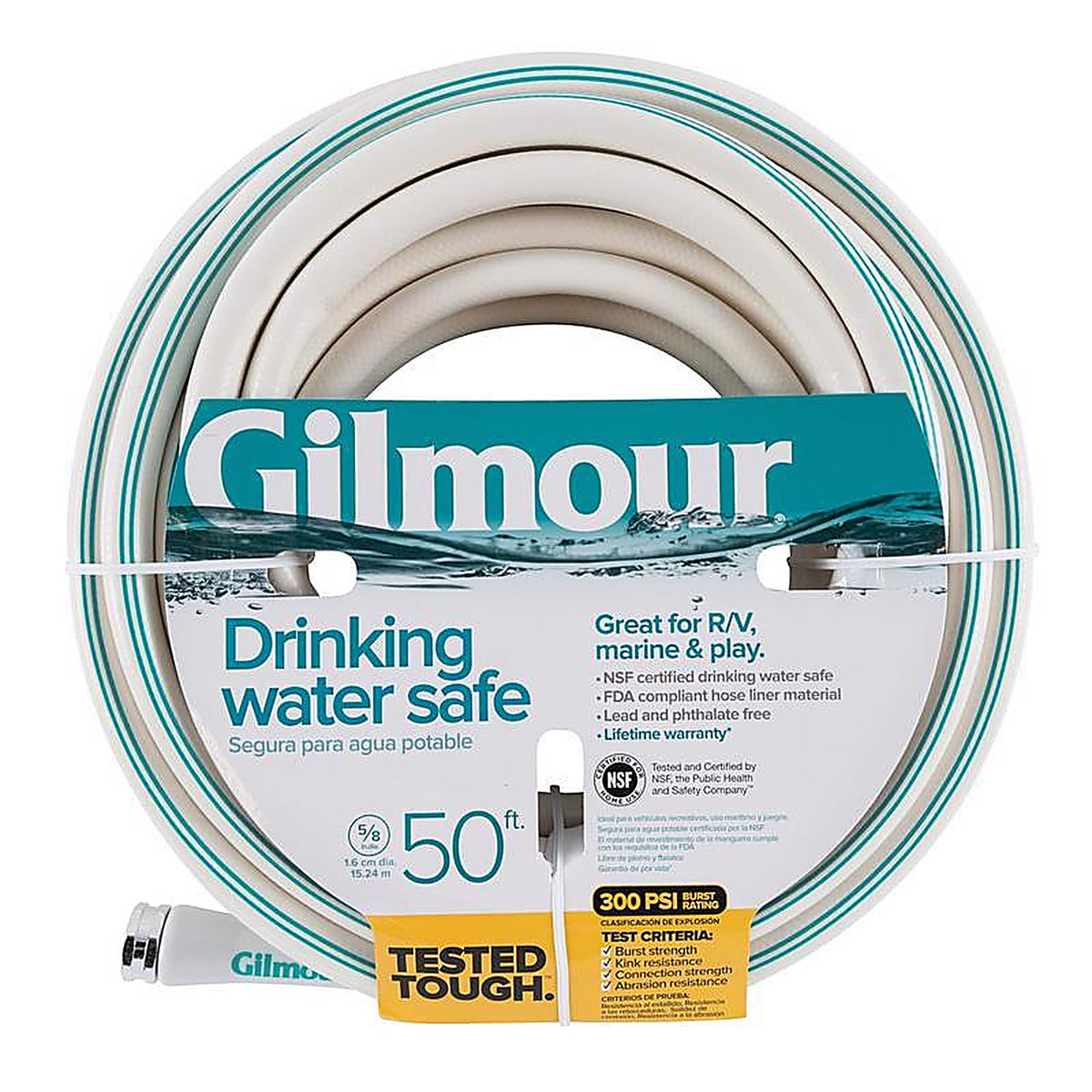 Gilmour - 1066004 - Drinking Water Safe 5/8 In. D X 50 Ft. L RV/Marine Hose