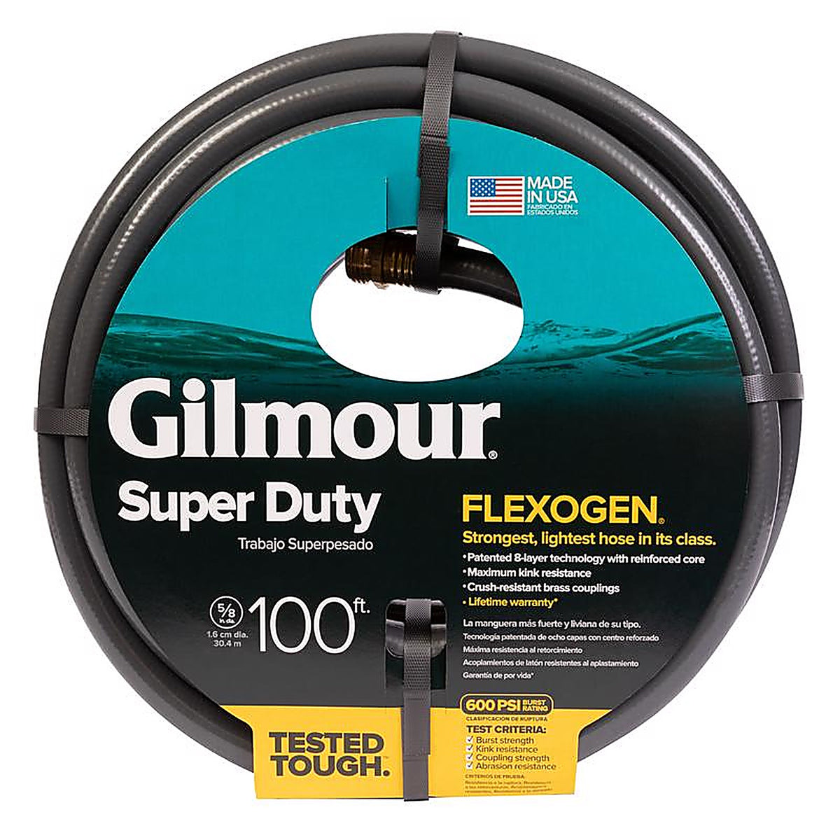 Gilmour 874001-1021 Flexogen 5/8 in. D X 100 ft. L Heavy Duty Premium Grade Garden Hose Black