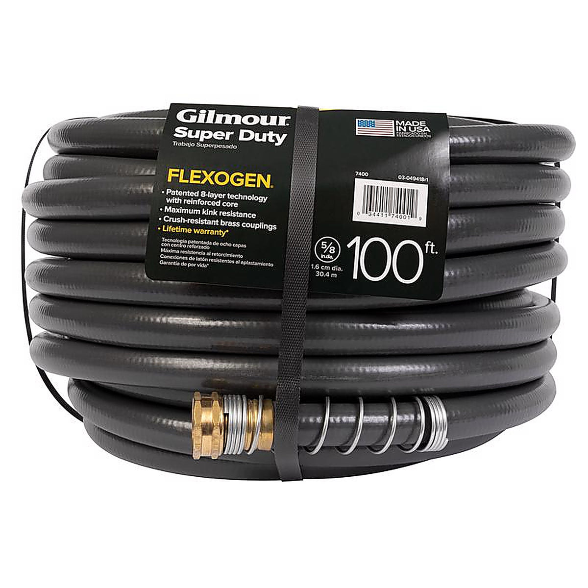 Gilmour 874001-1021 Flexogen 5/8 in. D X 100 ft. L Heavy Duty Premium Grade Garden Hose Black