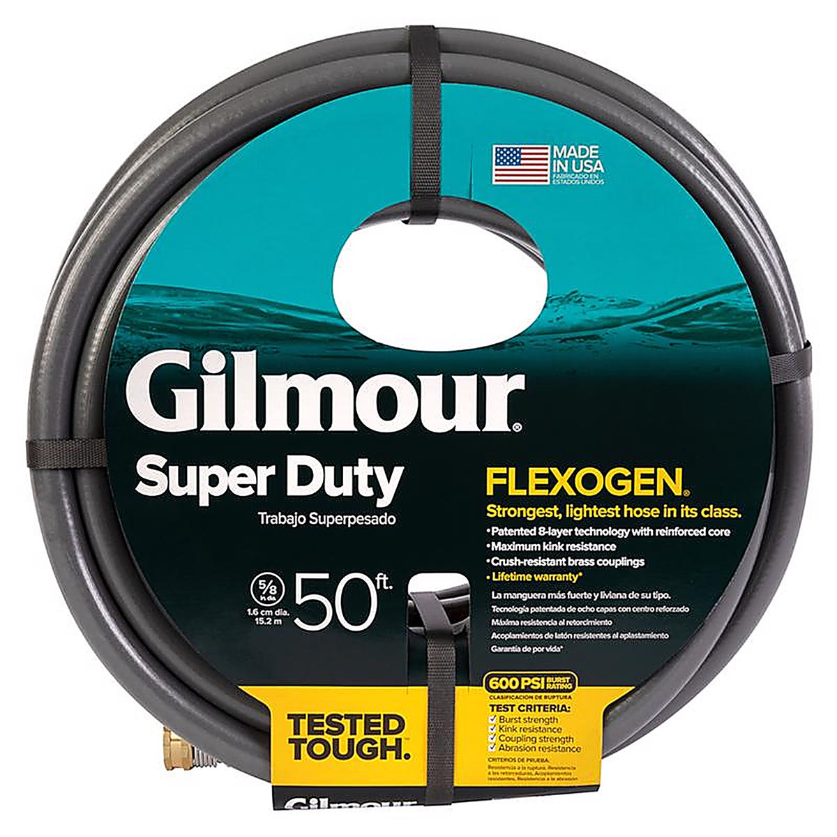 Gilmour 874501-1021 Flexogen 5/8 in. D X 50 ft. L Heavy Duty Premium Grade Garden Hose Black