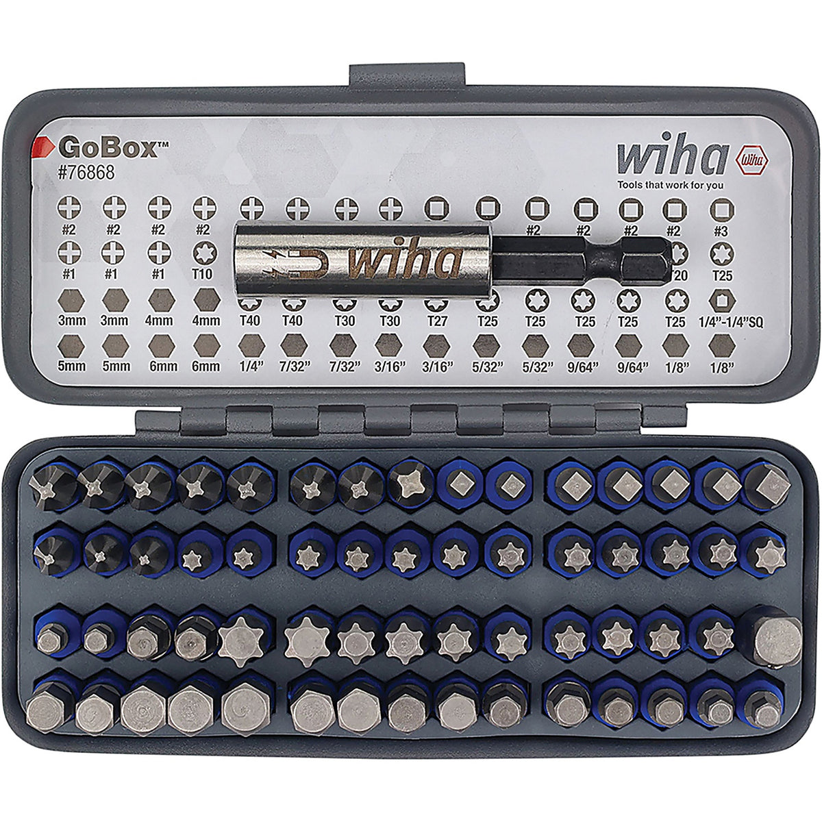 Wiha - 76868 - 61 Piece Gobox Terminatorblue Impact Bit Set