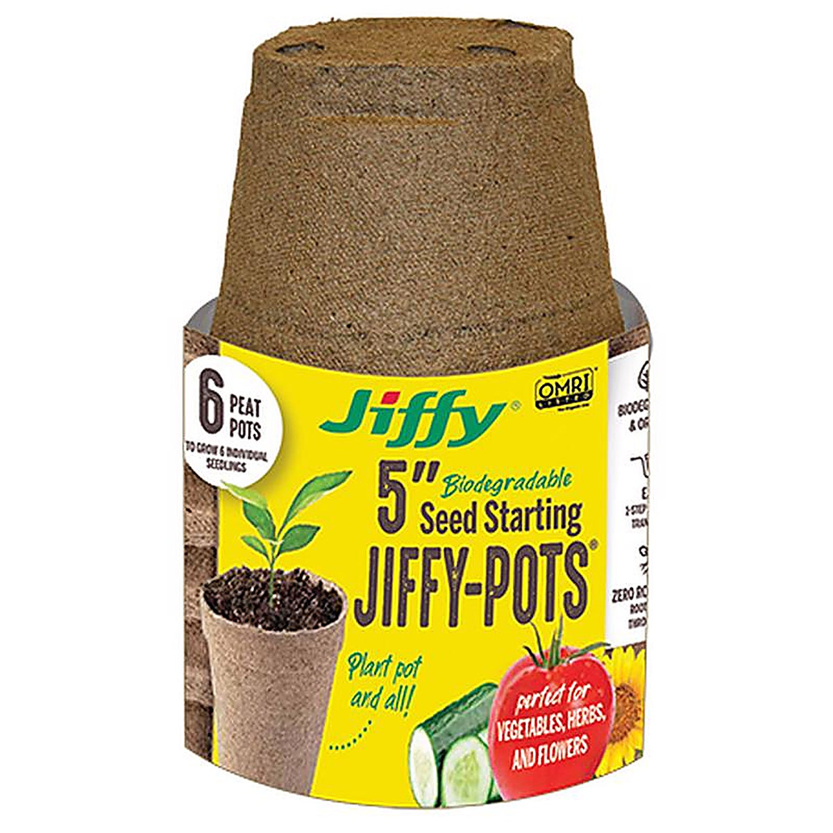 Jiffy - JP506 - 5 In. H Seed Starting Peat Pot 6 Pack