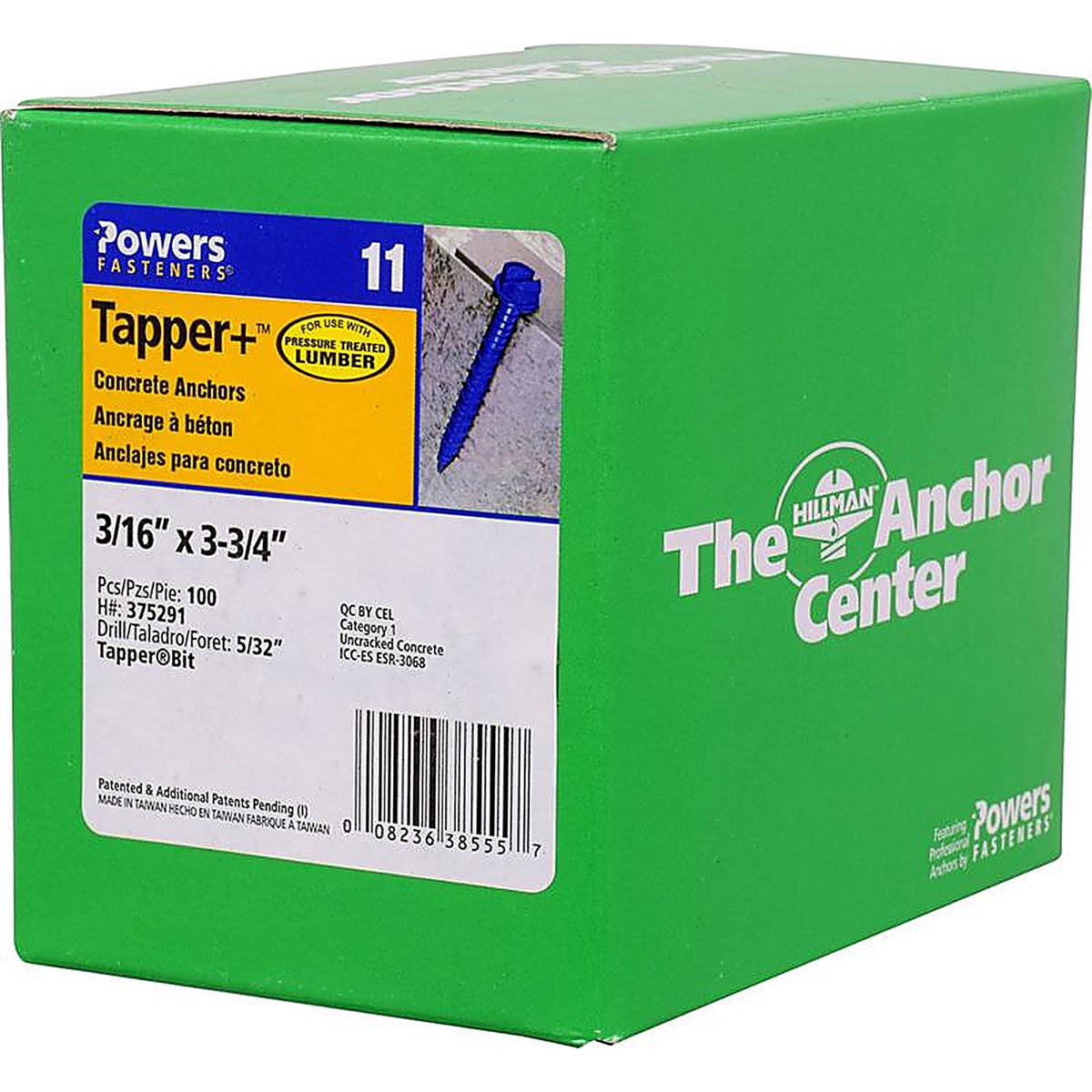 Hillman - 375291 - Tapper 3/16 In. D X 3.75 In. L Steel HEX Head Concrete Screw Anchor 100 Pack
