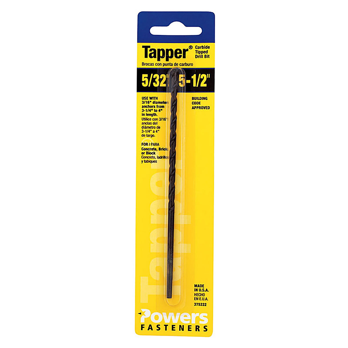 Hillman 375222 Tapper 5/32 in. x 5-1/2 in. L Carbide Tipped Drill Bit 1/pc.