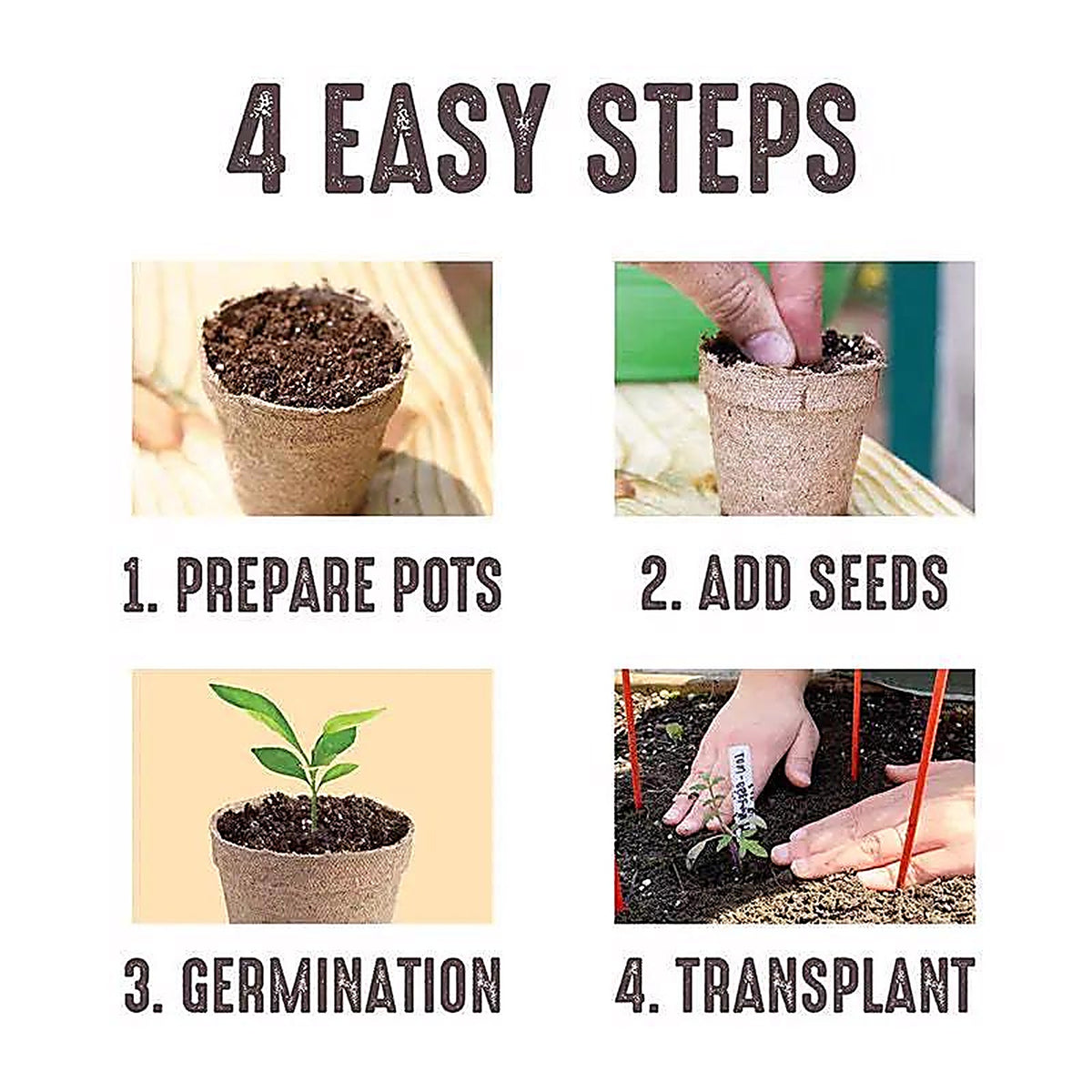 Jiffy - JP406 - 1 Cells 4 In. H X 4 In. W Seed Starting Peat Pot 6 Pack