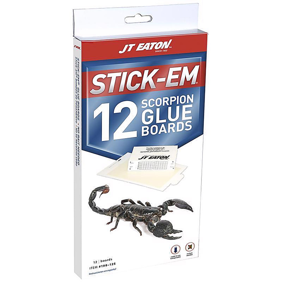 JT Eaton 198-12S Stick-Em Glue Board 12 pk