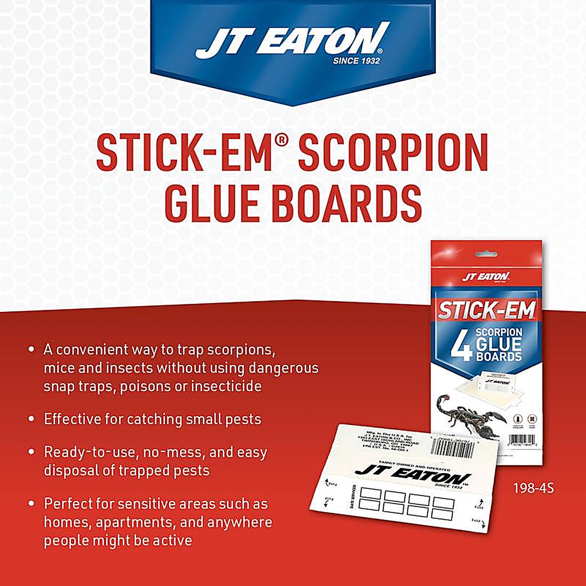 JT Eaton 198-4S Stick-Em Glue Board 4 pk