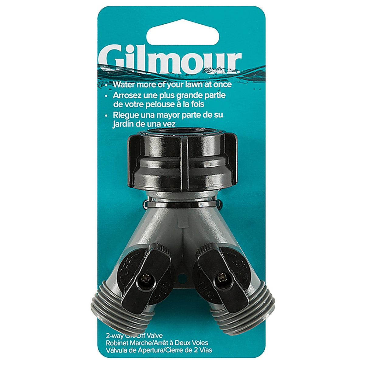 Gilmour - 800174-1002 - Polymer Threaded 2 Male/1 Female Y-Hose Connector with Shut Offs