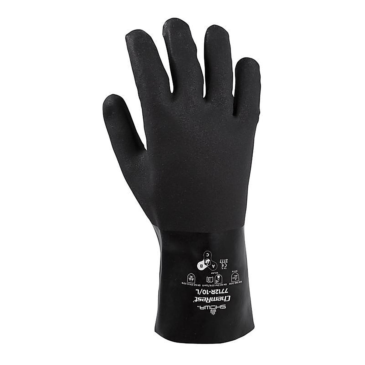 Showa - 7712R-10.RT - Atlas Unisex Indoor/Outdoor Gaunlet Chemical Gloves Black L 1 Pair