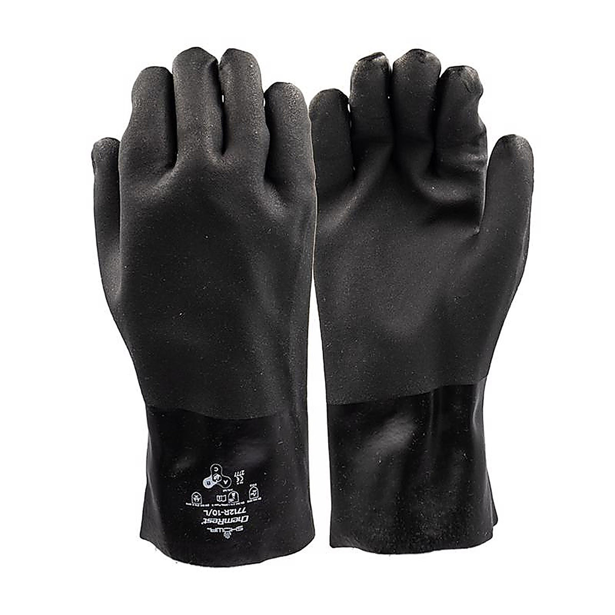 Showa - 7712R-10.RT - Atlas Unisex Indoor/Outdoor Gaunlet Chemical Gloves Black L 1 Pair