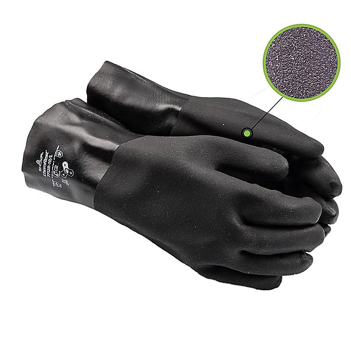 Showa - 7712R-10.RT - Atlas Unisex Indoor/Outdoor Gaunlet Chemical Gloves Black L 1 Pair