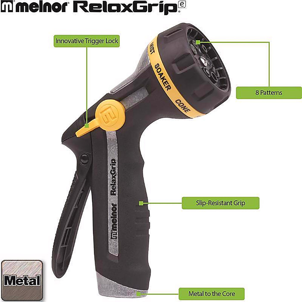 Melnor R201 RelaxGrip 8 pattern Adjustable Multi-Pattern Metal Hose Nozzle