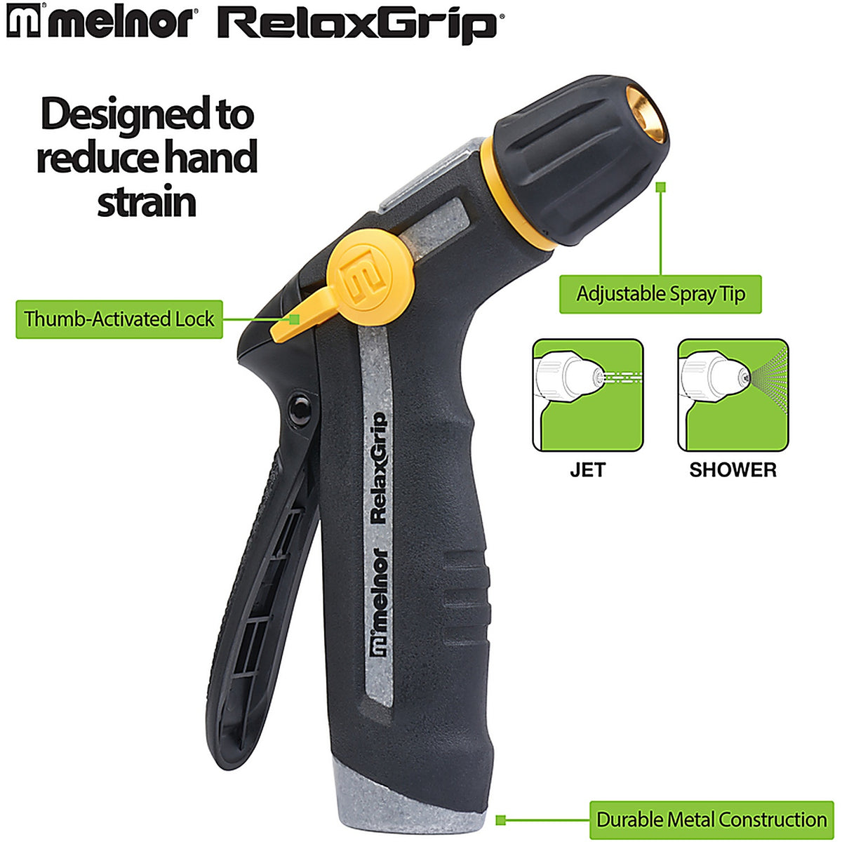 Melnor R200 RelaxGrip Adjustable Metal Hose Nozzle