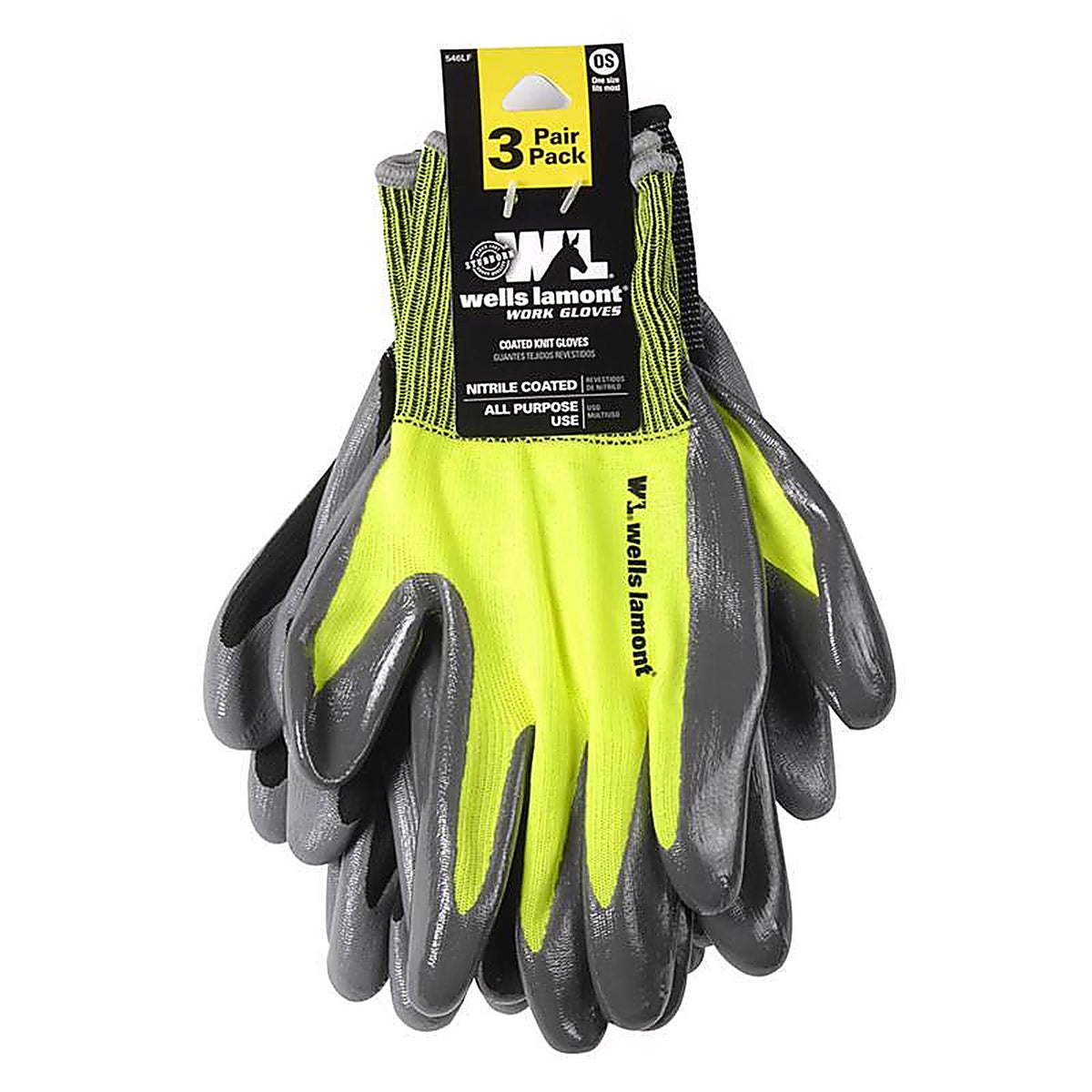 Wells Lamont - 546LF-WNW - Mens Work Gloves Gray L 3 Pack