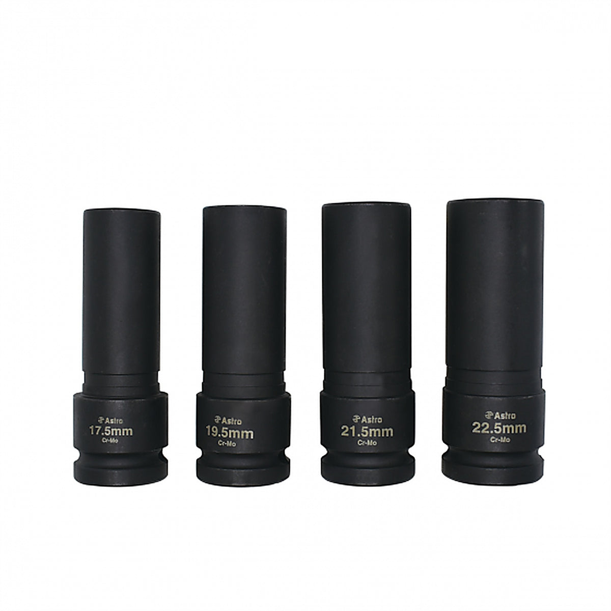 Astro Pneumatic - 78204 - 4pc 1/2 Inch Drive 1/2 Size Thin Wall Lug Nut Socket Set - 17.5 - 22.5 mm