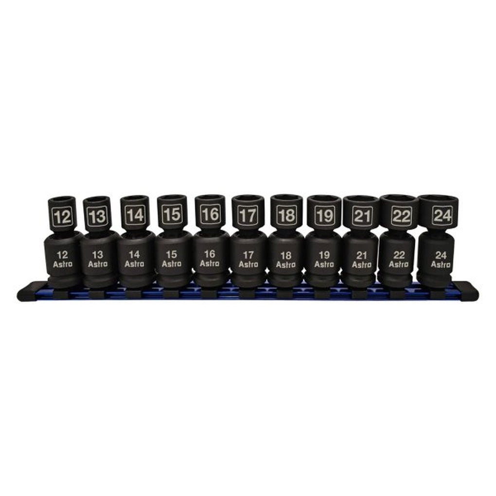 Astro Pneumatic - 78244 - 11pc 1/2 Inch Drive Nano Pinless Universal Impact Sockets Metric