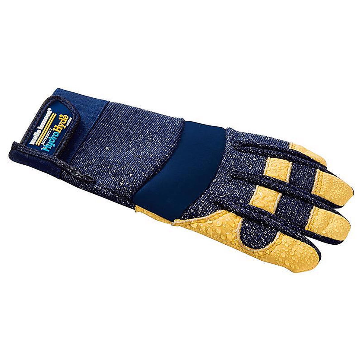 Wells Lamont 3207L HydraHyde Mens Cowhide Leather Water Resistant Work Gloves Blue/Yellow Large
