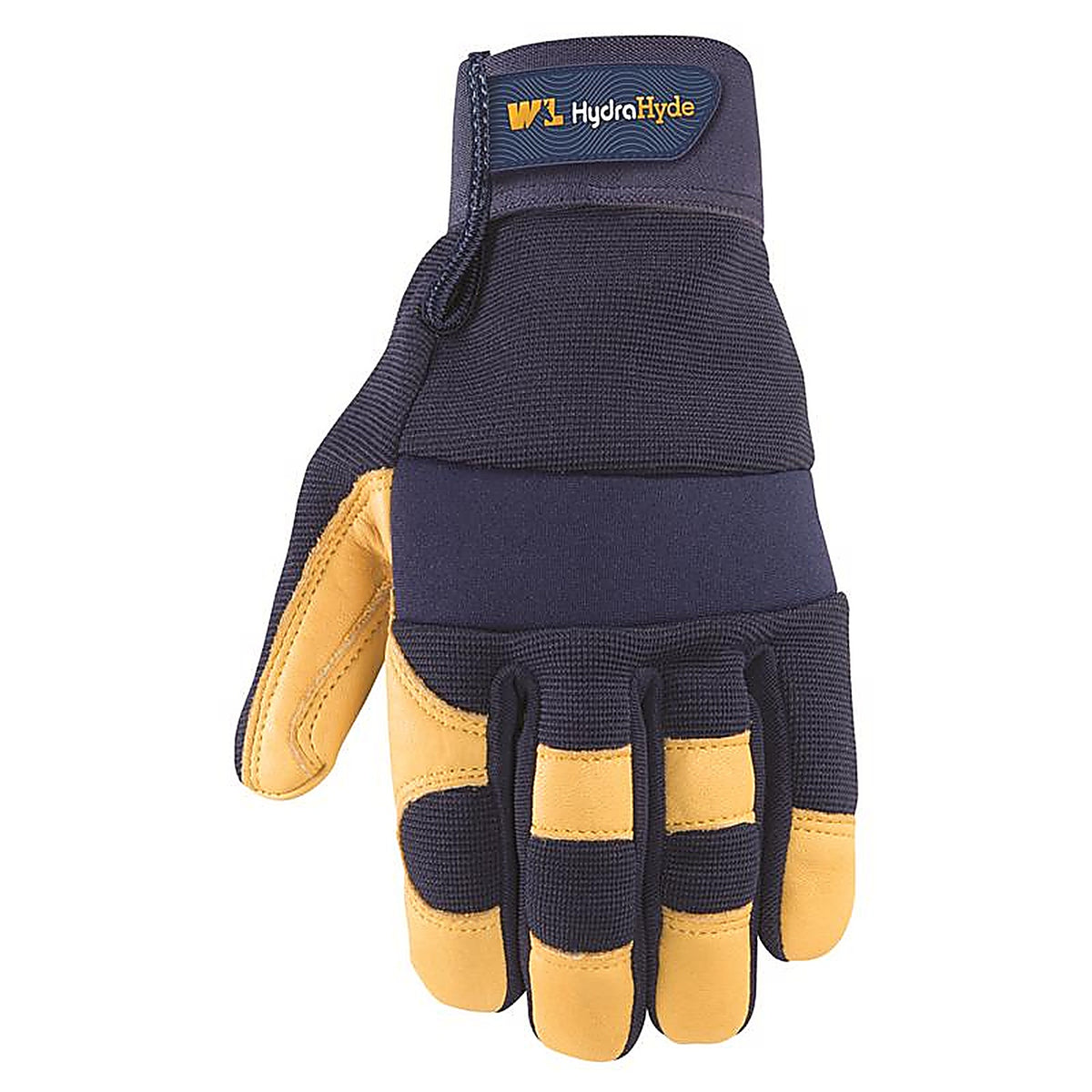 Wells Lamont 3207XL HydraHyde Mens Cowhide Leather Water Resistant Work Gloves Blue/Yellow XL