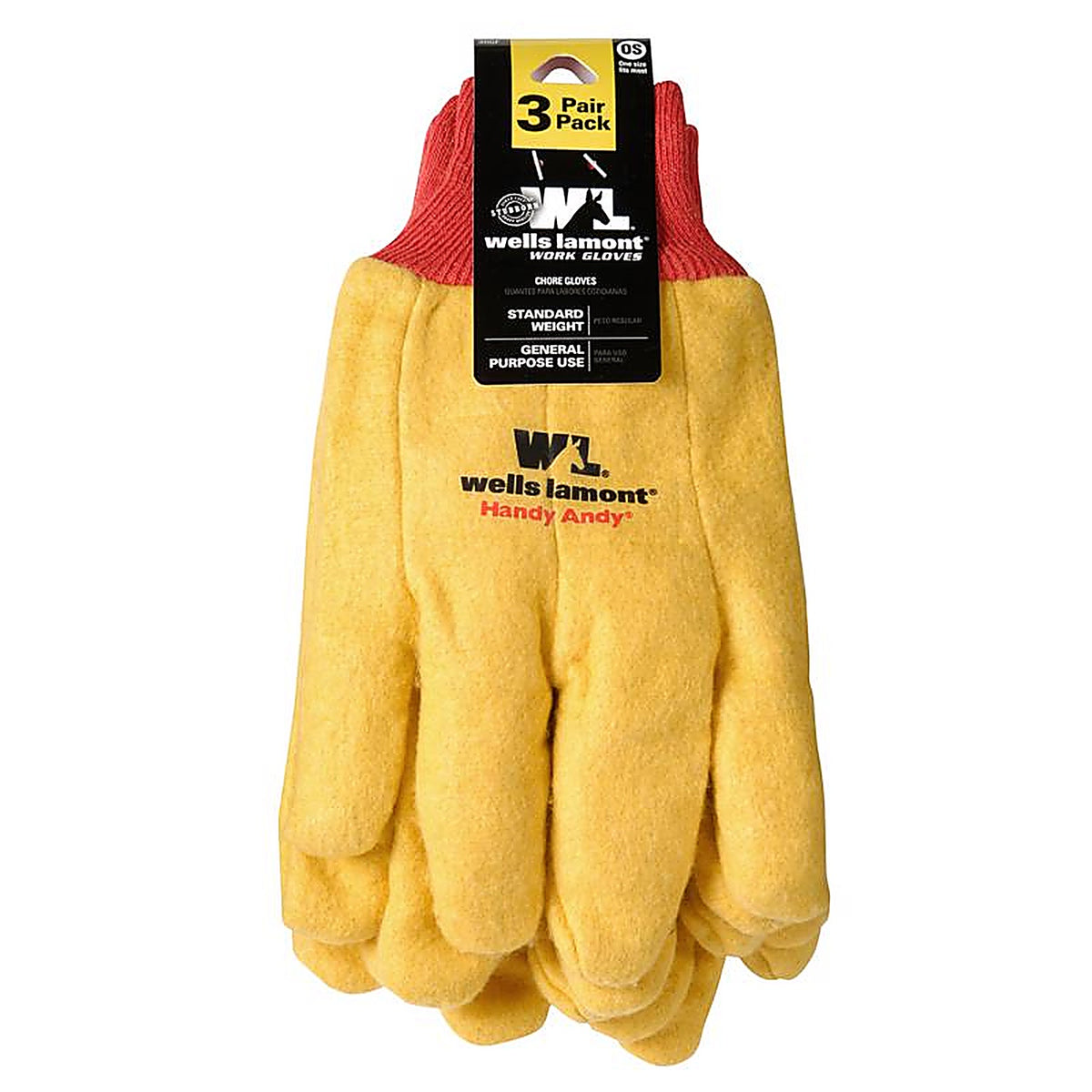 Wells Lamont 300F Handy Andy Mens Cotton/Polyester Chore Gloves Yellow One Size Fits All