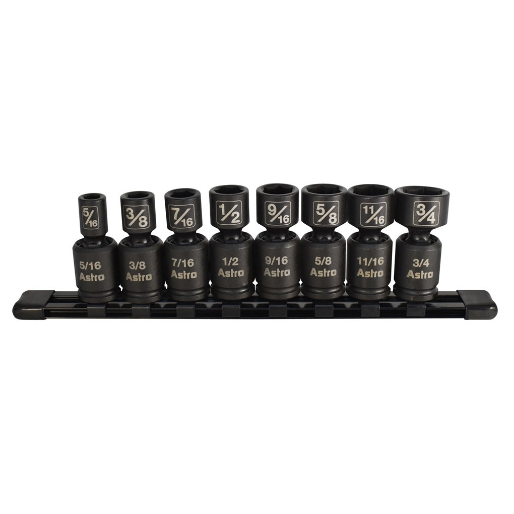 Astro Pneumatic 78340 8/pc 3/8in. Drive Nano Pinless Universal Impact Sockets SAE
