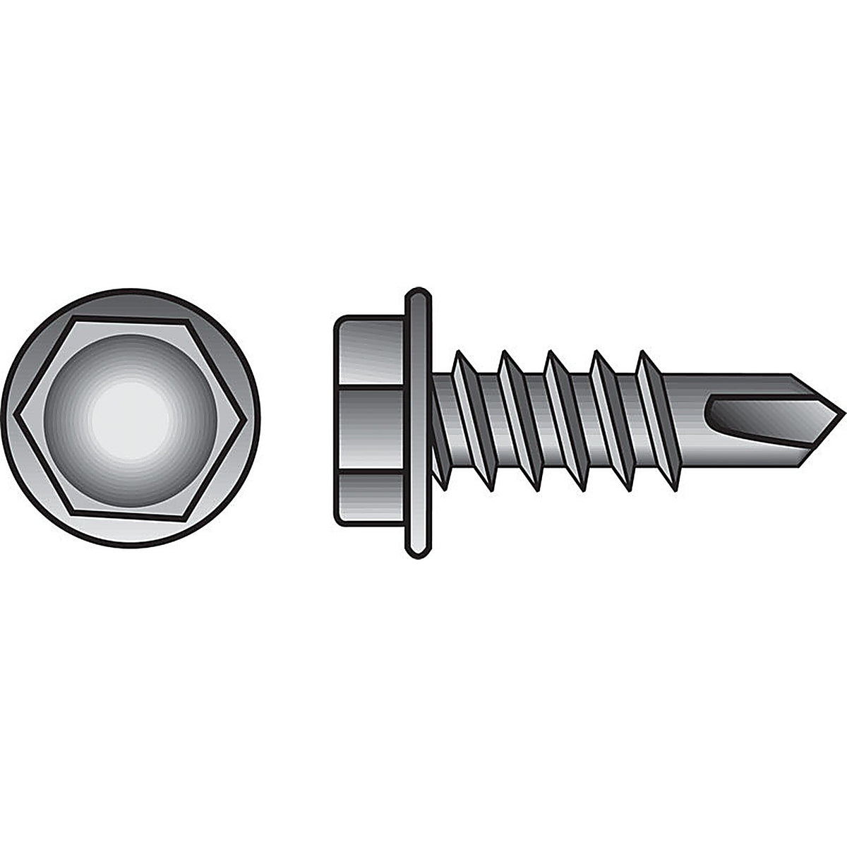 Hillman 560334 No. 10-16 x 1-1/4 in. L Hex Washer Head Zinc-Plated Steel Self- Drilling Screws 100 1/Pack