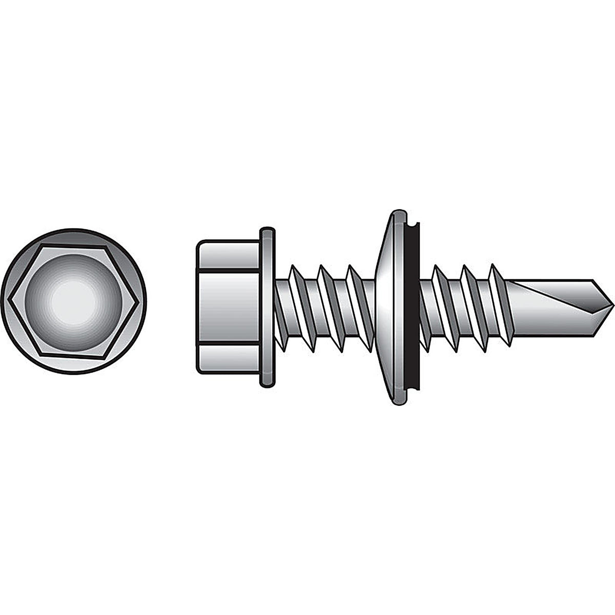 Hillman 561033 No. 12-14 x 3/4 in. L Hex Washer Head Zinc-Plated Steel Self- Drilling Screws 100 1/Pack