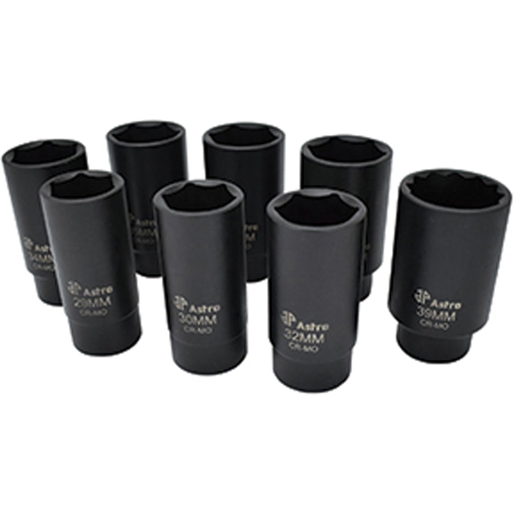 Astro Pneumatic 78866 6 Point Axle Nut Socket Set 8 Pieces