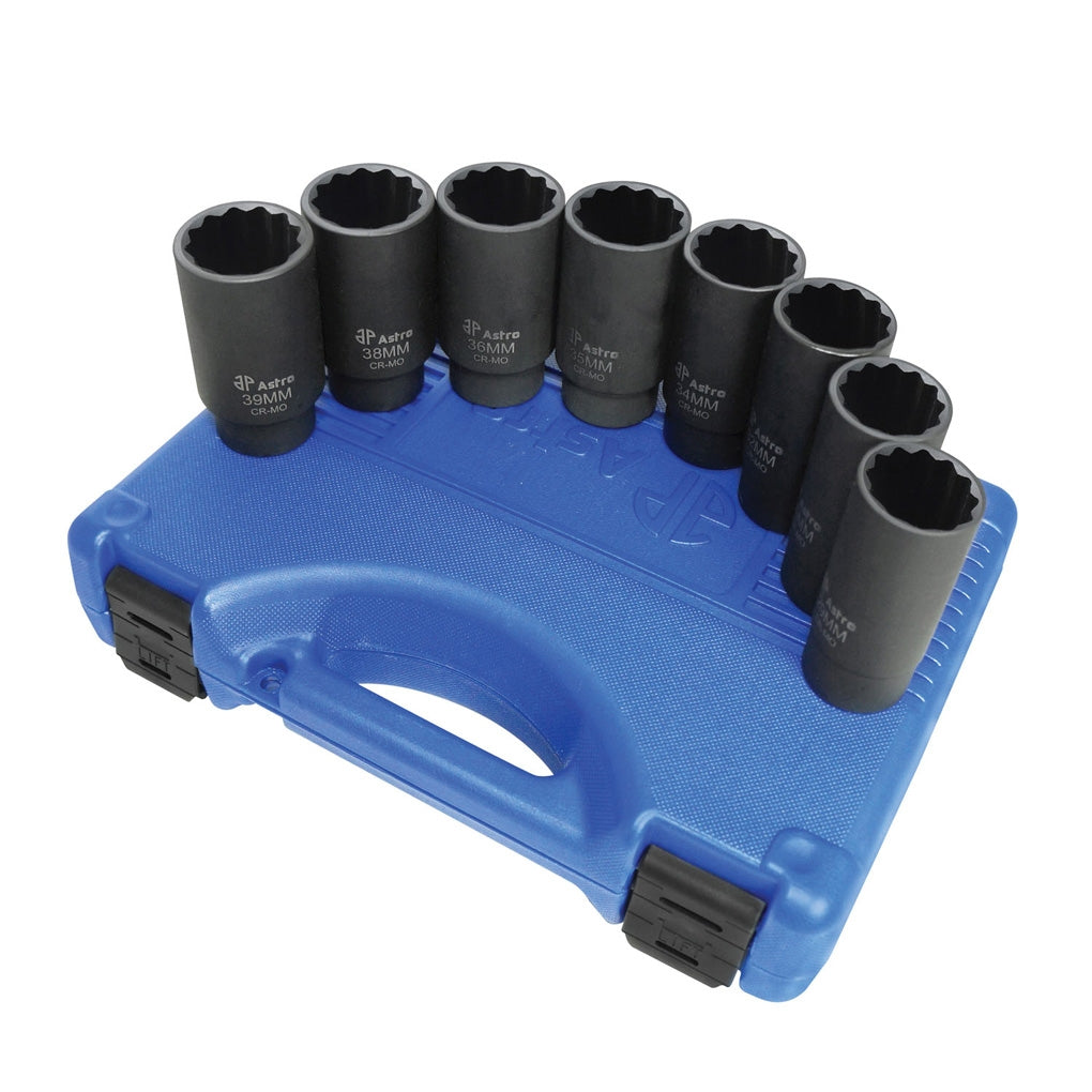 Astro Pneumatic 78868 8 Pc. 12-Pt Axle Nut Socket Set