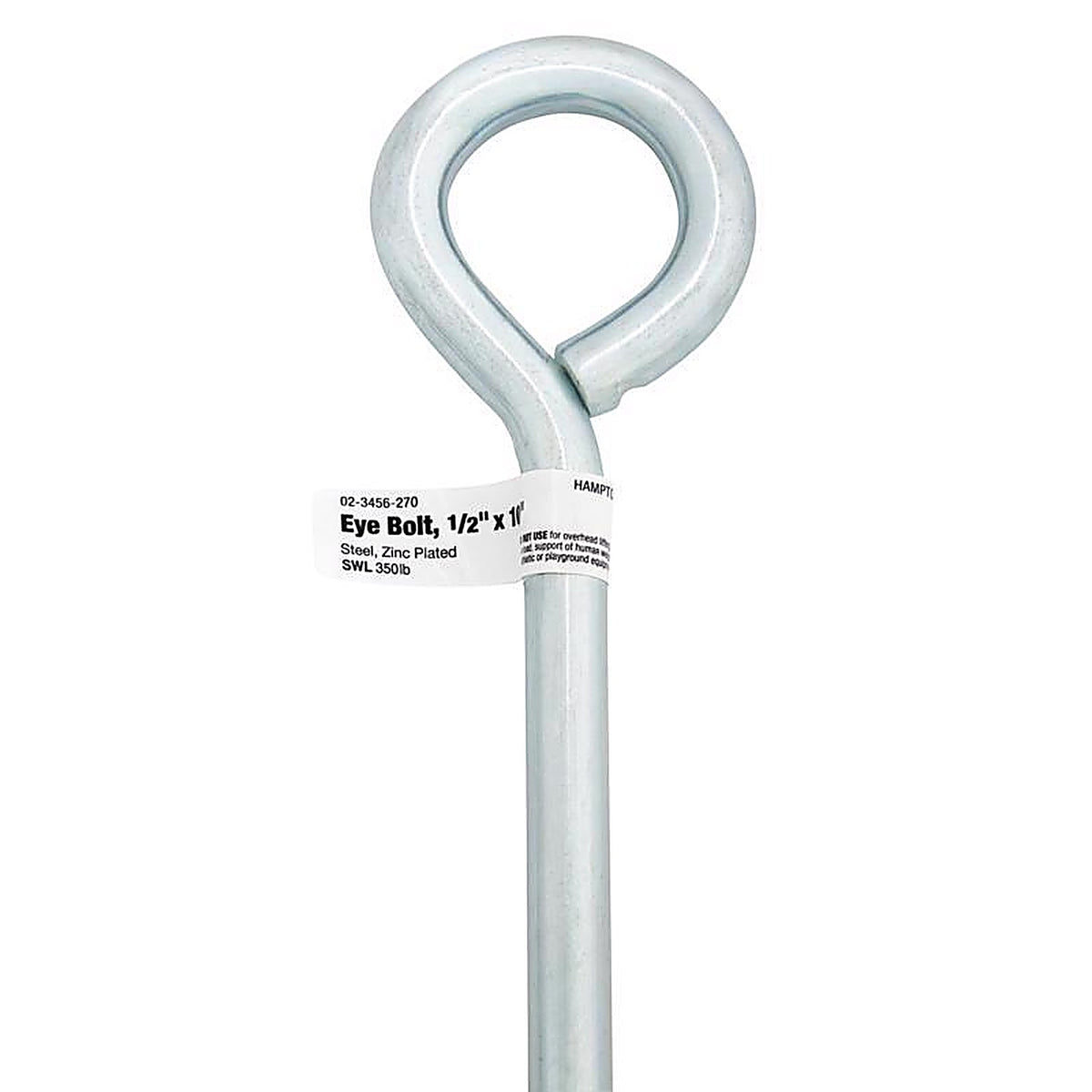 Hampton 02-3456-270 1/2 in. x 10 in. L Zinc-Plated Steel Eyebolt Nut Included